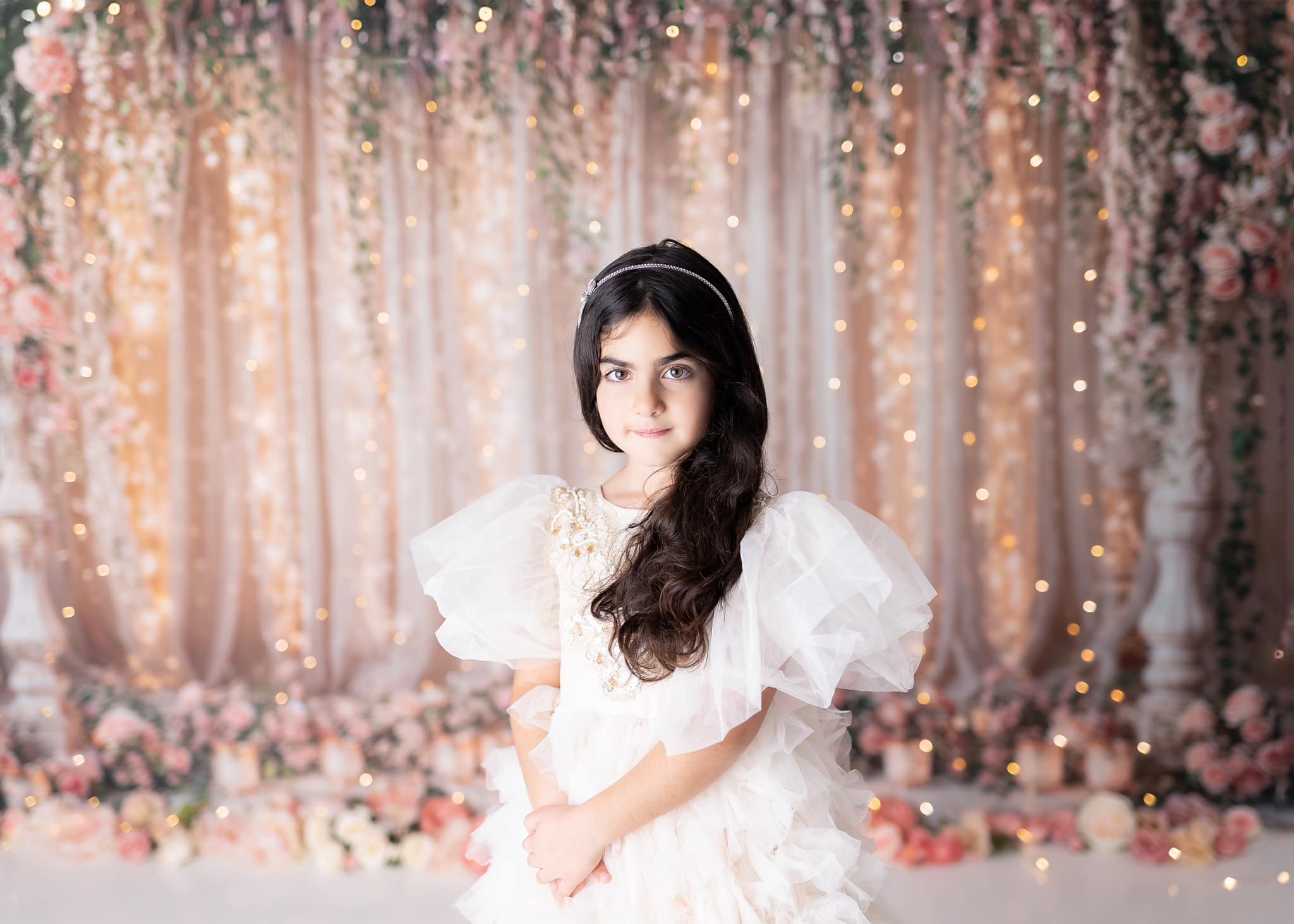 Kate Fleurs Guirlande Lumineuse Rideau Toile de fond conçue par Chain Photographie - Kate Backdrop FR