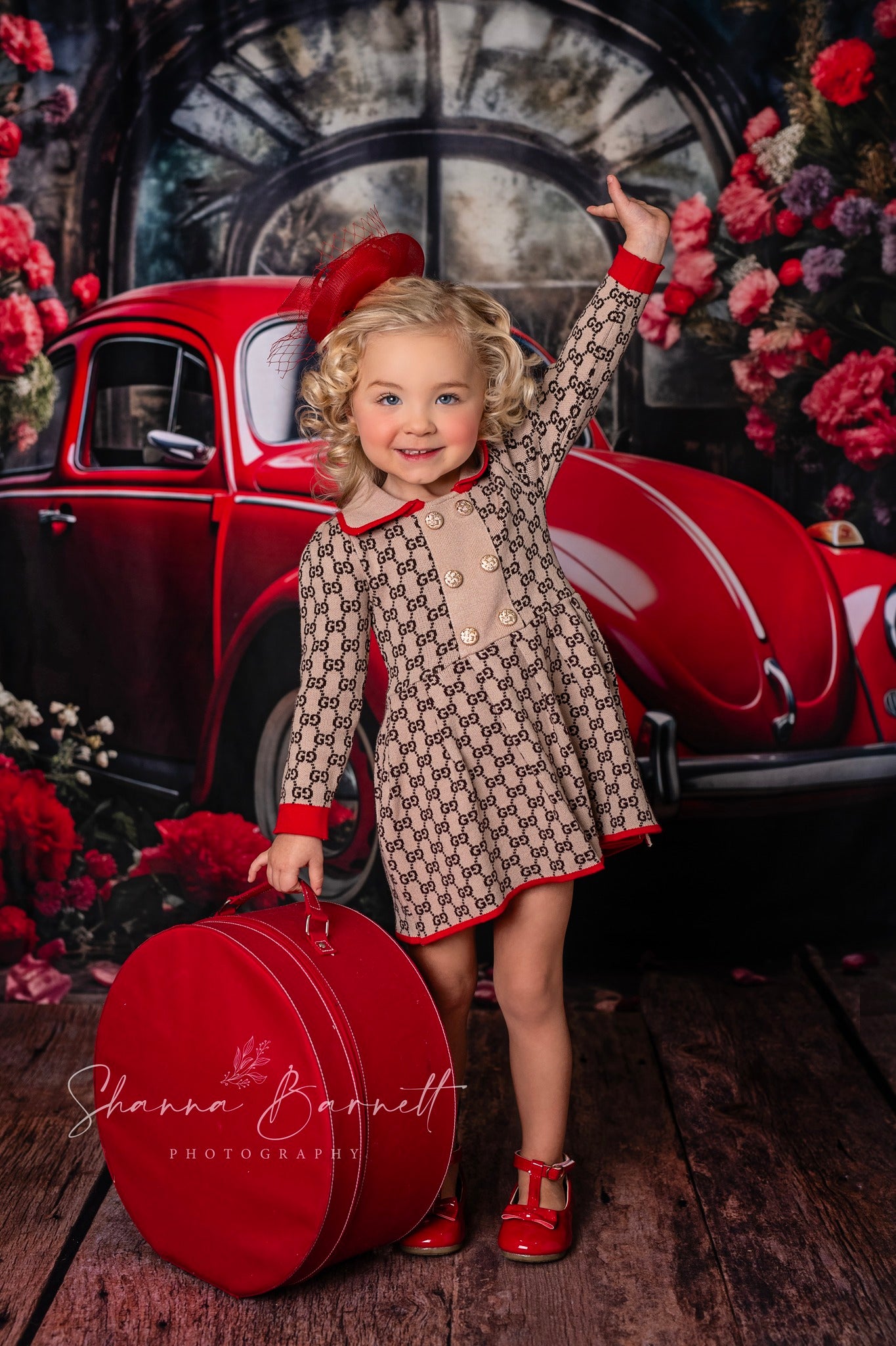 Kate Saint Valentin Voiture Rouge Toile de fond conçue par Patty Robert - Kate Backdrop FR