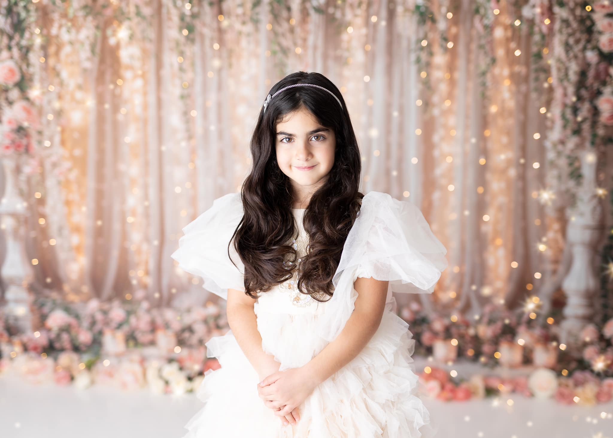 Kate Fleurs Guirlande Lumineuse Rideau Toile de fond conçue par Chain Photographie - Kate Backdrop FR