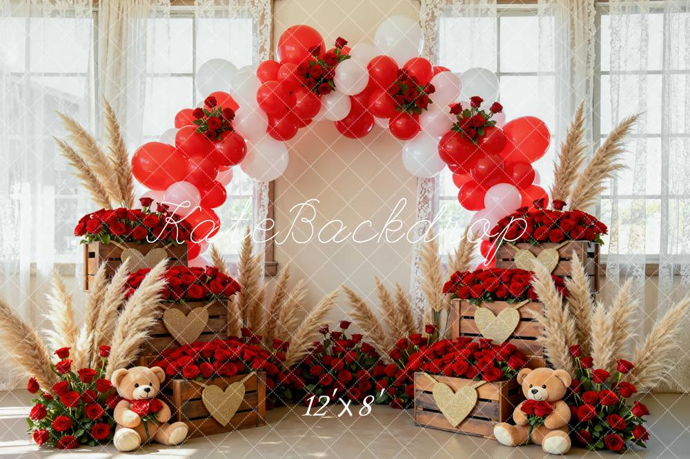 Kate Saint Valentin Bohème Ballons Roses Toile de fond conçue par Mini MakeBelieve