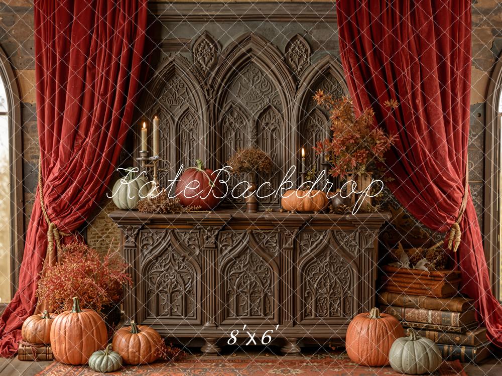Kate Automne Citrouilles Rideaux Gothique Toile de fond en Laine conçue par Emetselch - Kate Backdrop FR