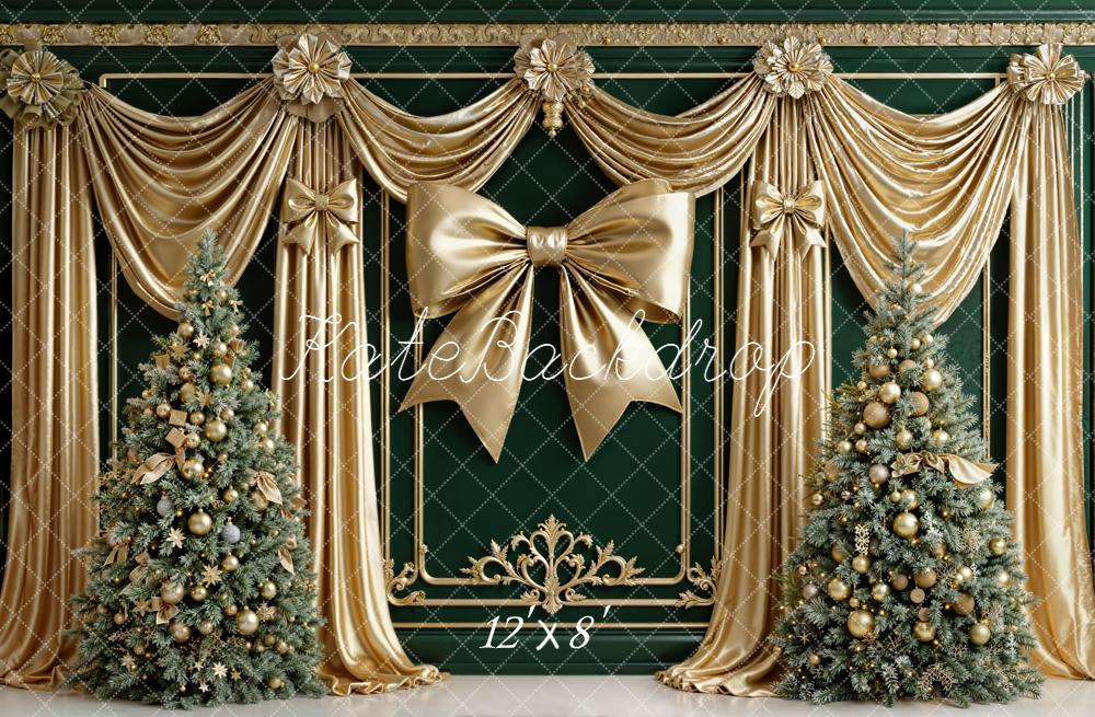 Kate Noël Sapin Rubans Doré Vintage Toile de fond conçue par Emetselch - Kate Backdrop FR