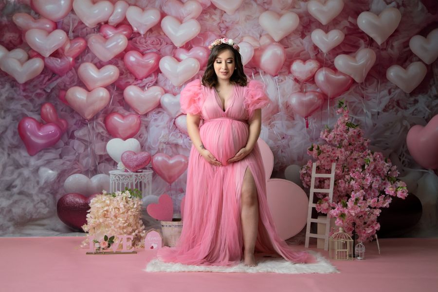 Kate Saint Valentin Rose Ballons Coeur Romantique Toile de fond conçue par Emetselch - Kate Backdrop FR
