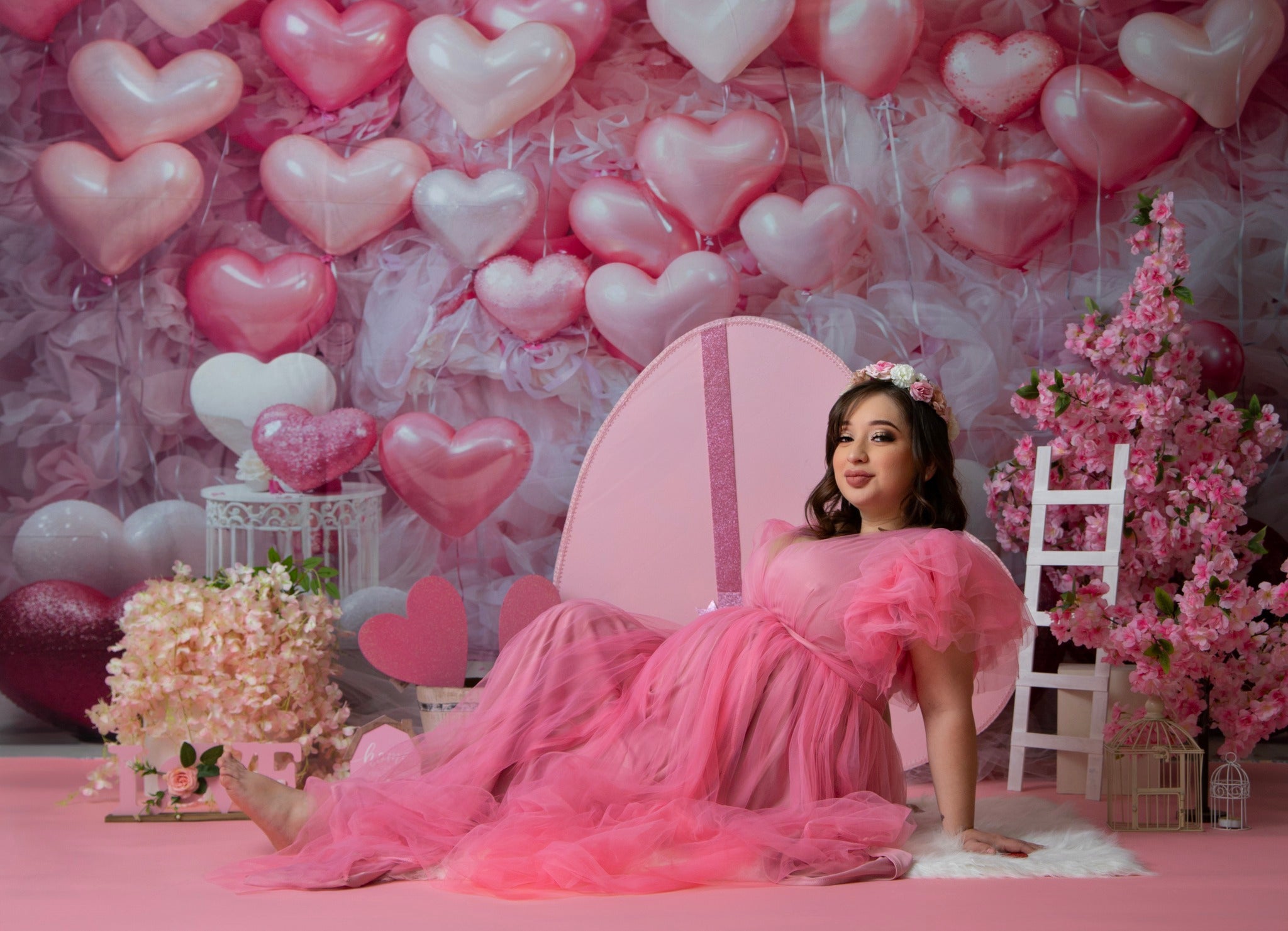 Kate Saint Valentin Rose Ballons Coeur Romantique Toile de fond conçue par Emetselch - Kate Backdrop FR