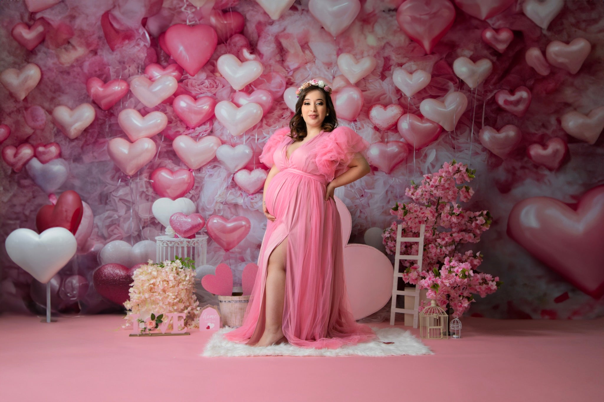 Kate Saint Valentin Rose Ballons Coeur Romantique Toile de fond conçue par Emetselch - Kate Backdrop FR
