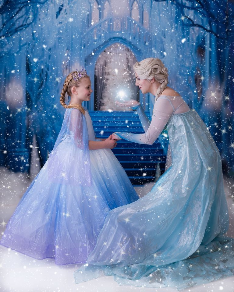 Kate Congelé Château Escaliers Hiver Toile de fond conçue par Mini MakeBelieve - Kate Backdrop FR