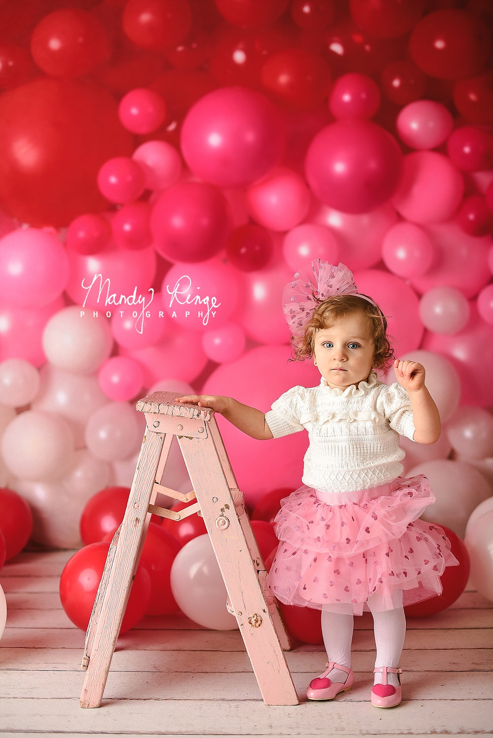 Kate Mur de ballons Rose Rouge Saint-Valentin Toile de fond conçue par Mandy Ringe - Kate Backdrop FR