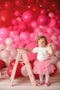 Kate Mur de ballons Rose Rouge Saint-Valentin Toile de fond conçue par Mandy Ringe - Kate Backdrop FR