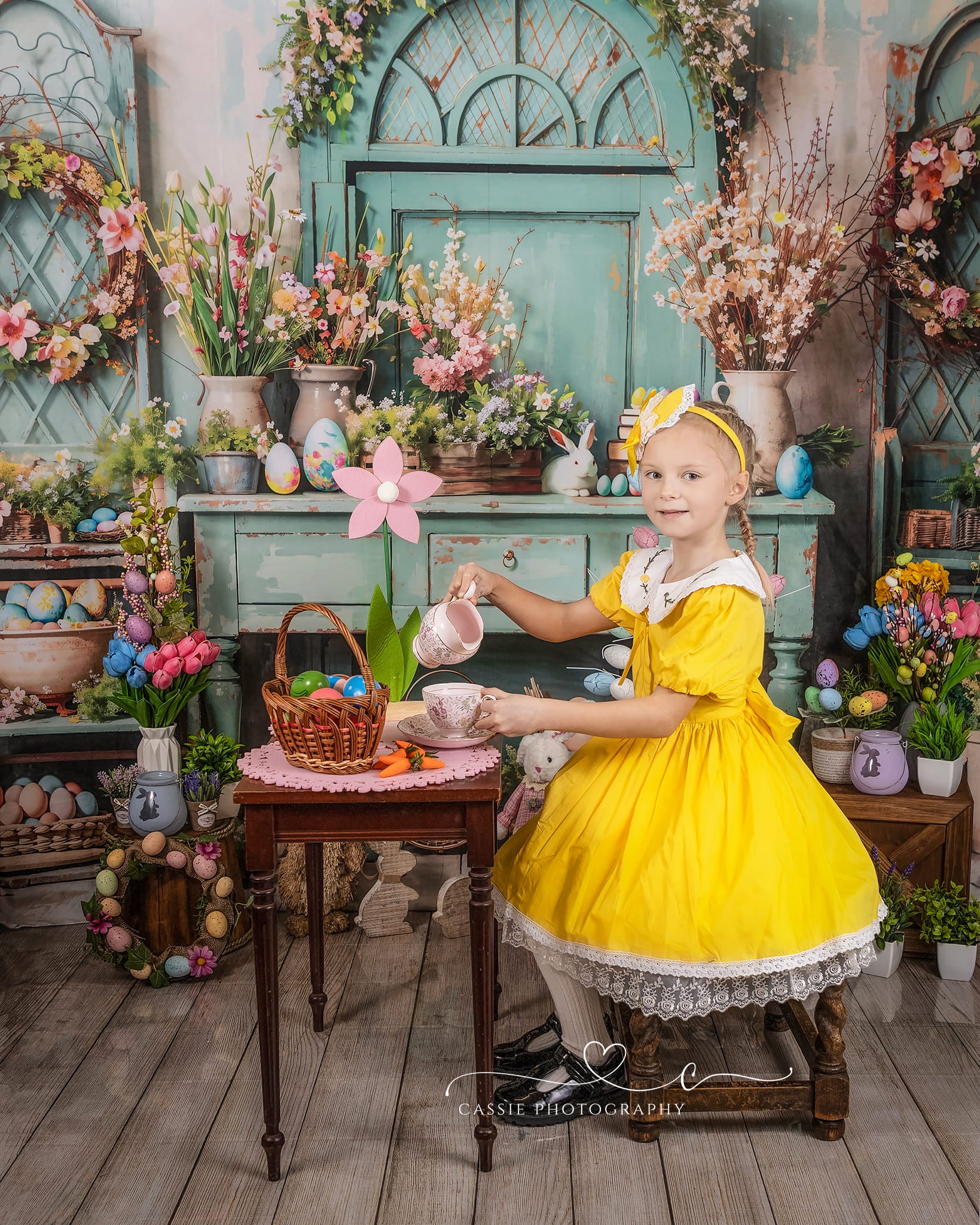 Kate Pâques Verdure Fleurs Lapin Œufs Toile de fond conçue par Emetselch - Kate Backdrop FR