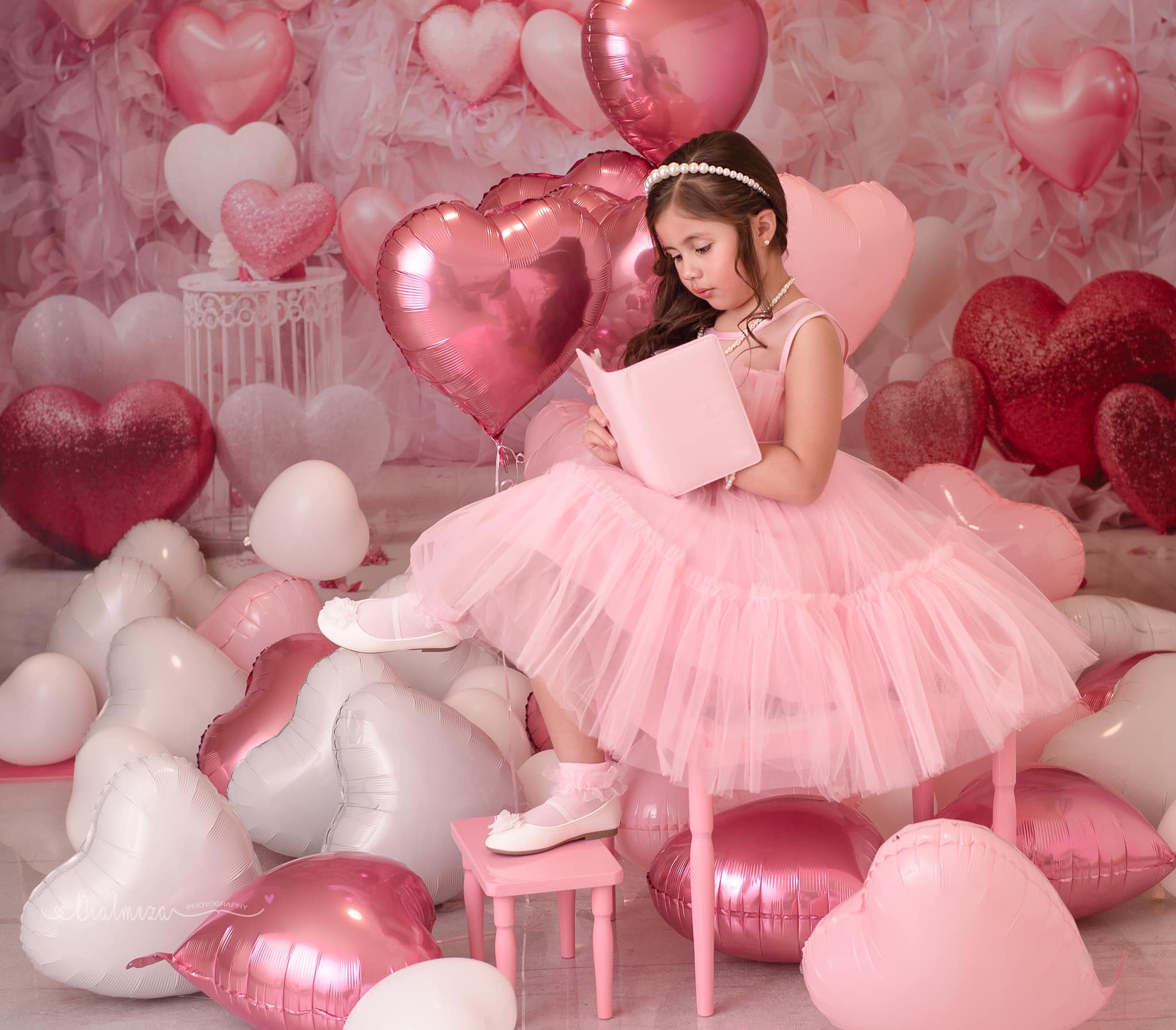 Kate Saint Valentin Rose Ballons Coeur Romantique Toile de fond conçue par Emetselch - Kate Backdrop FR