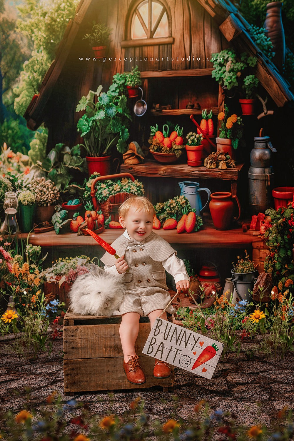 Kate Maison de lapin Forêt Printemps Été Toile de fond conçu par Emetselch