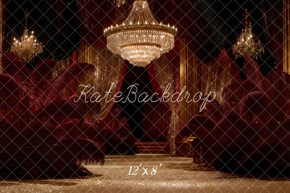 Kate Glamour Lustre Plumes Rouge Toile de fond conçue par Emetselch - Kate Backdrop FR