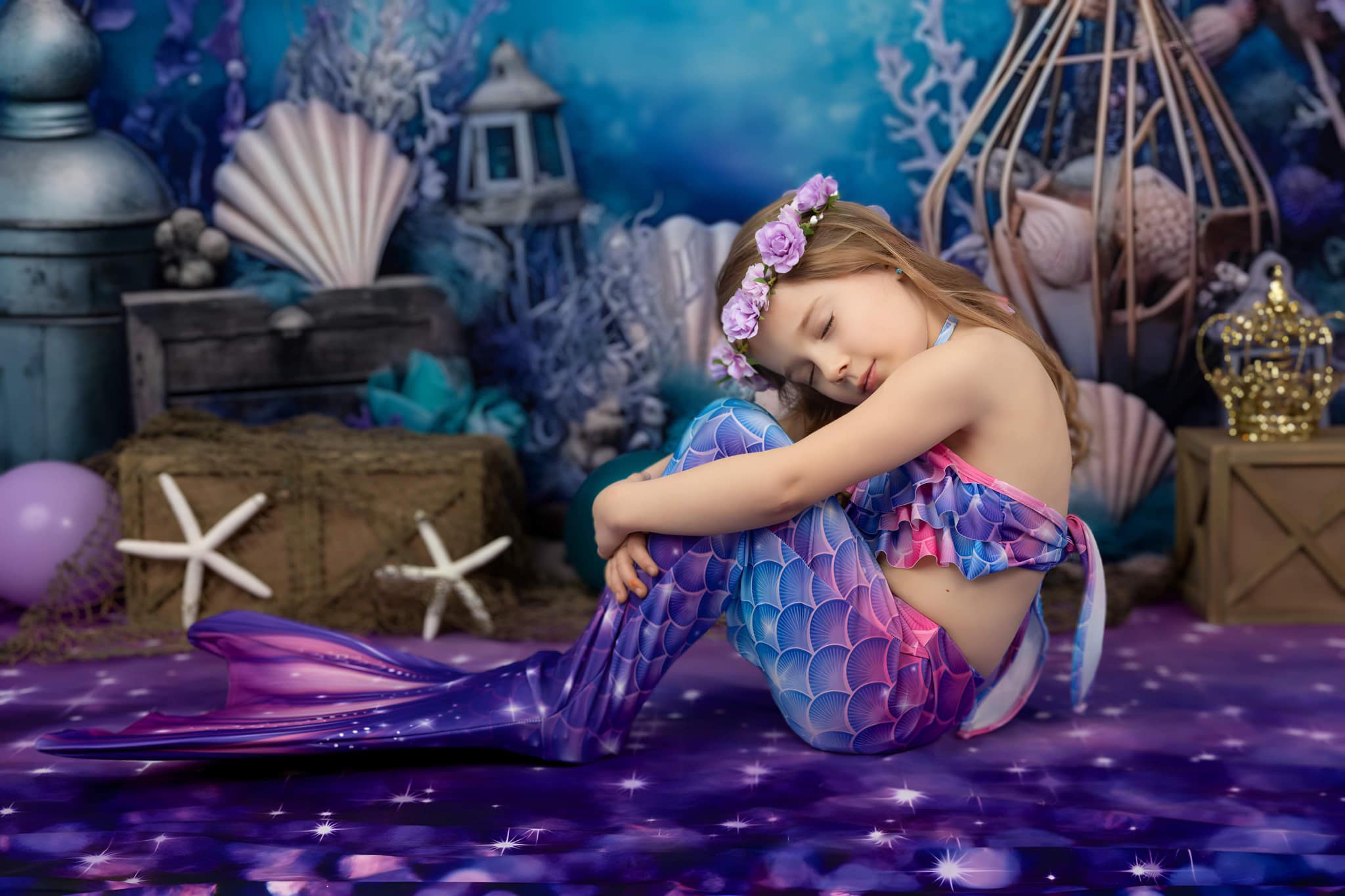 Kate Violet Mer profonde Coquille Sirène Toile de fond pour la photographie - Kate Backdrop FR