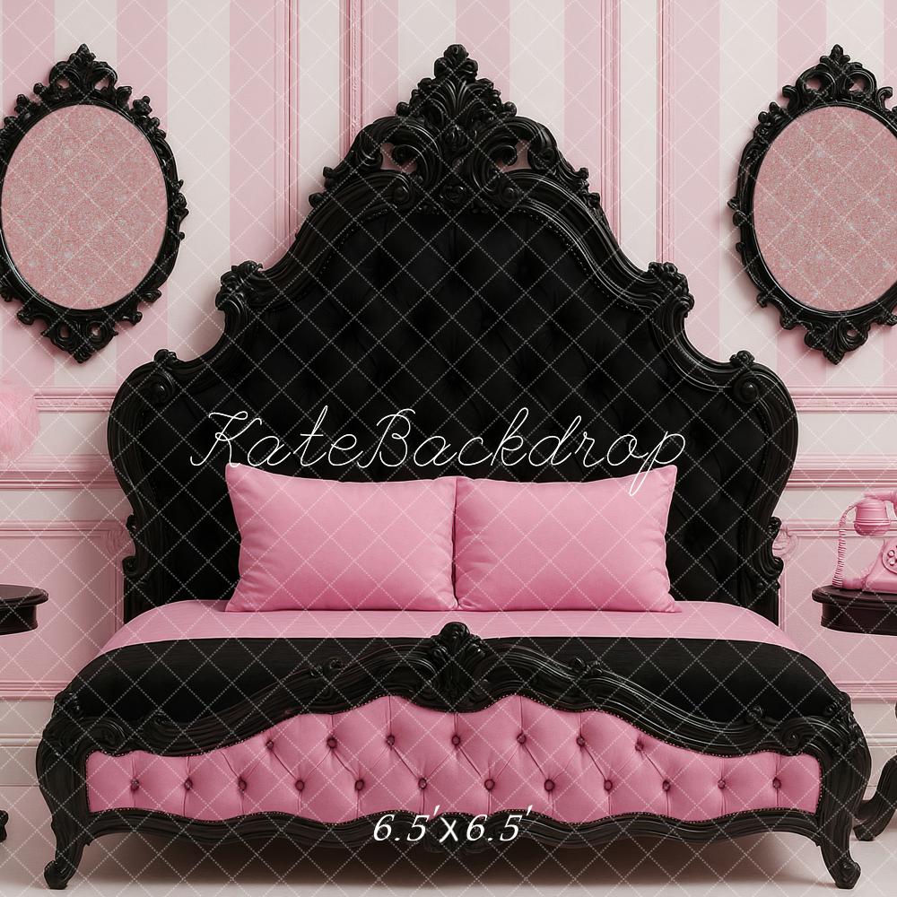 Kate Chambre Vintage Tête de lit Rose Noir Toile de fond conçue par Ashley Paul