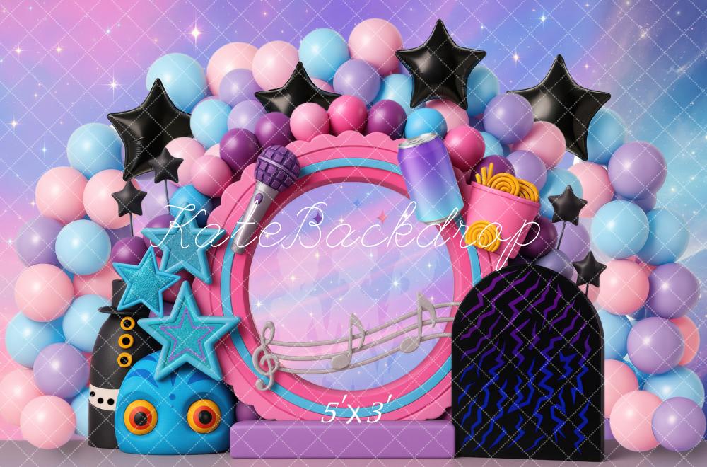 Kate Musique Ballons Étoiles Coloré Toile de fond conçue par Mini MakeBelieve