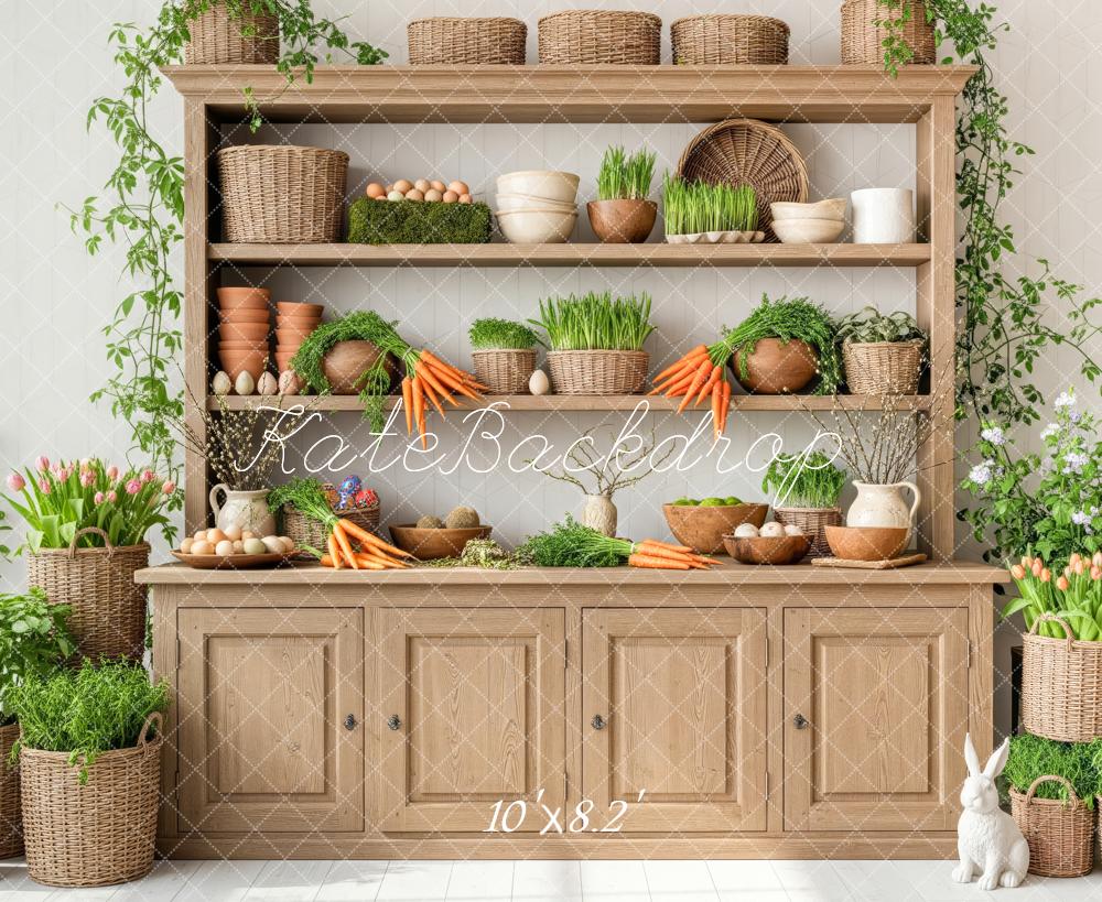 Kate Printemps Cuisine Paniers Lapin Toile de fond en Polar conçue par Patty Roberts