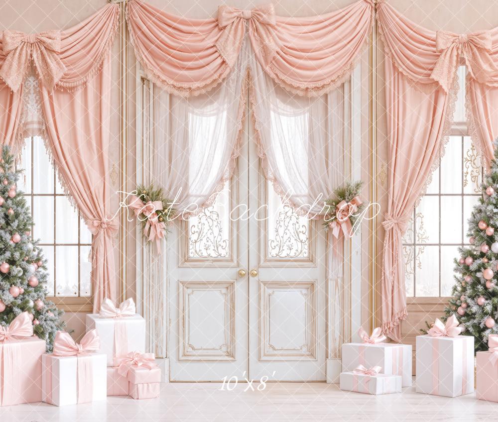 Kate Noël Rose Sapins Cadeaux Toile de fond en Laine conçue par Emetselch - Kate Backdrop FR