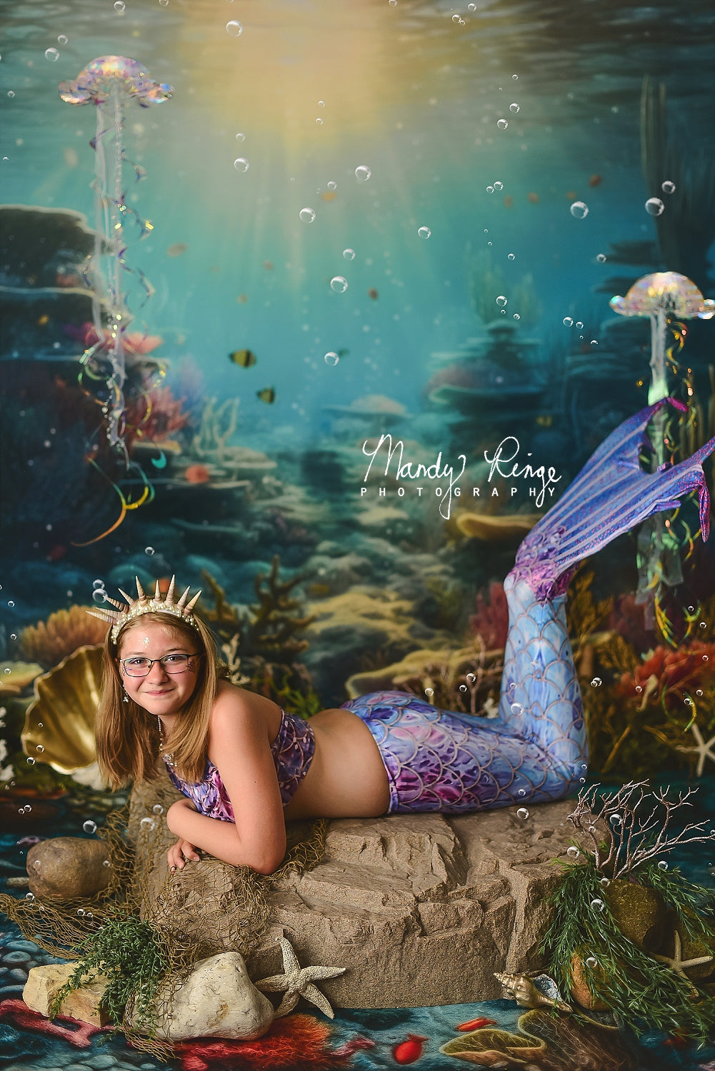Kate Été Sous-marin Scène océanique Toile de fond conçue par Mandy Ringe - Kate Backdrop FR