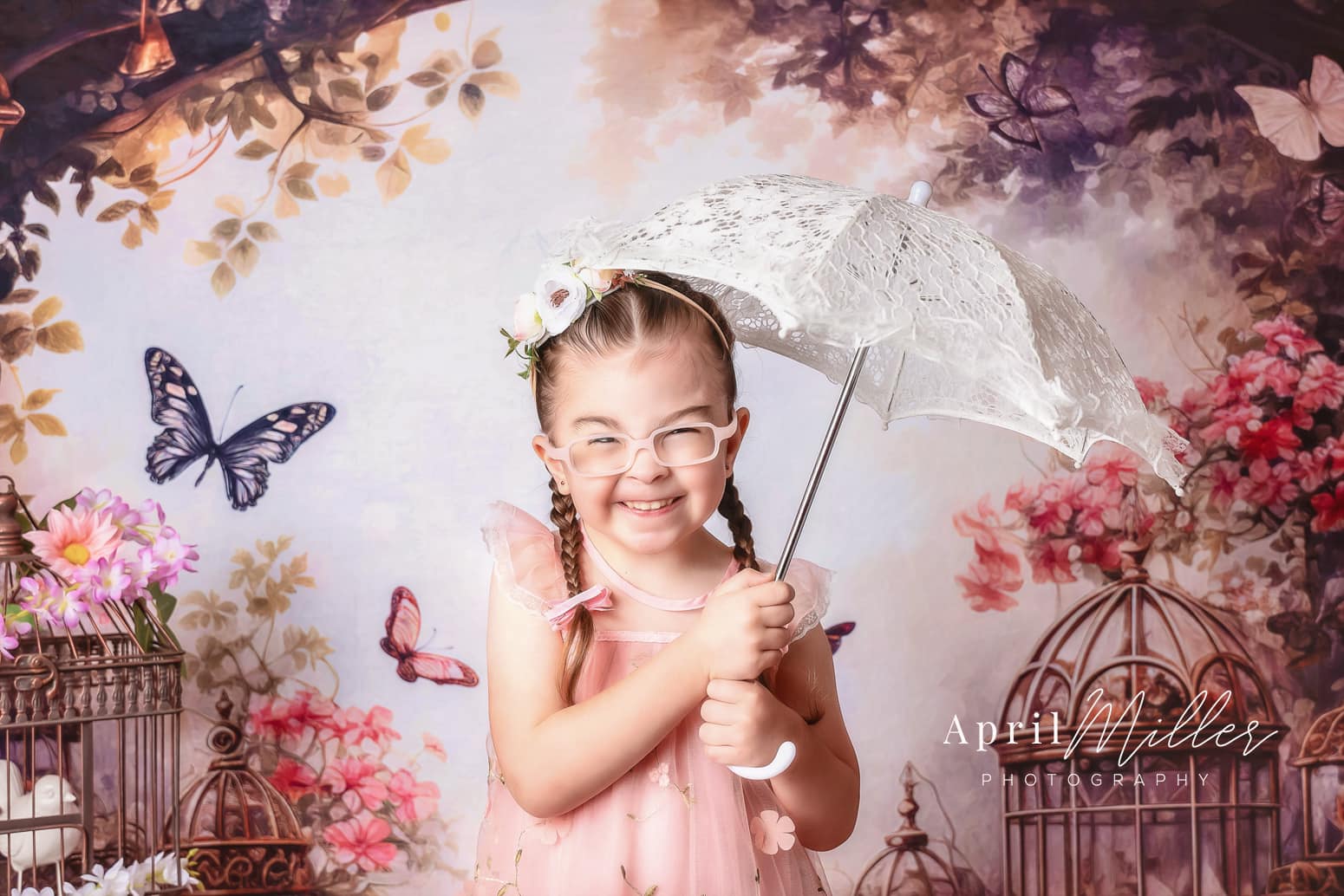 Kate Printemps Papillon Fleur Jardin Toile de fond conçue par Chain Photographie - Kate Backdrop FR