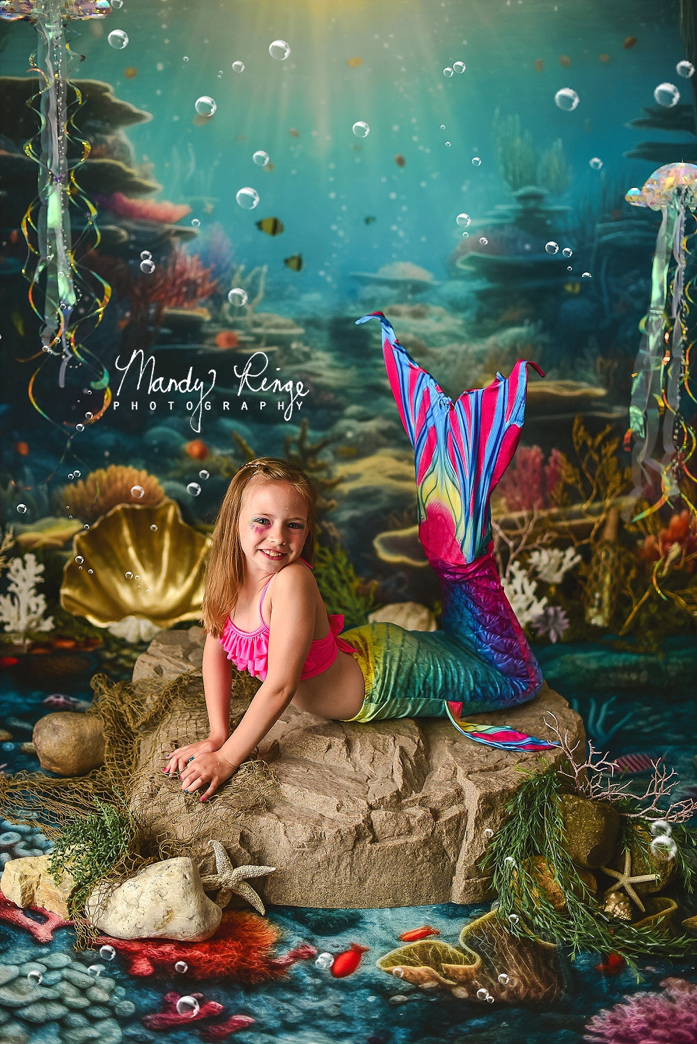 Kate Été Sous-marin Scène océanique Toile de fond conçue par Mandy Ringe - Kate Backdrop FR