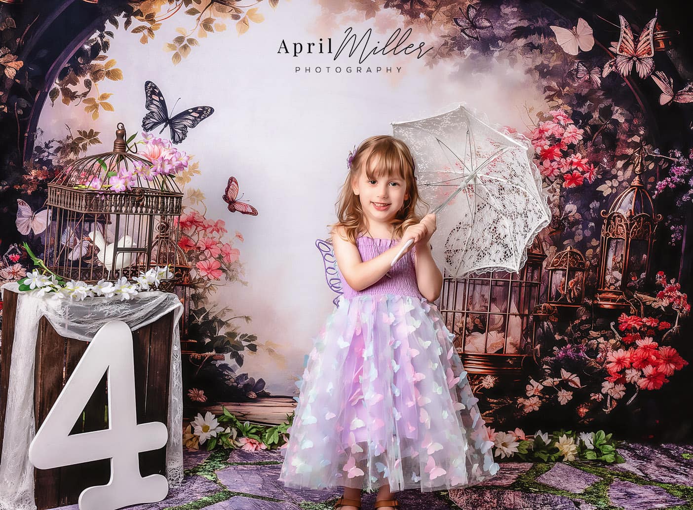 Kate Printemps Papillon Fleur Jardin Toile de fond conçue par Chain Photographie - Kate Backdrop FR