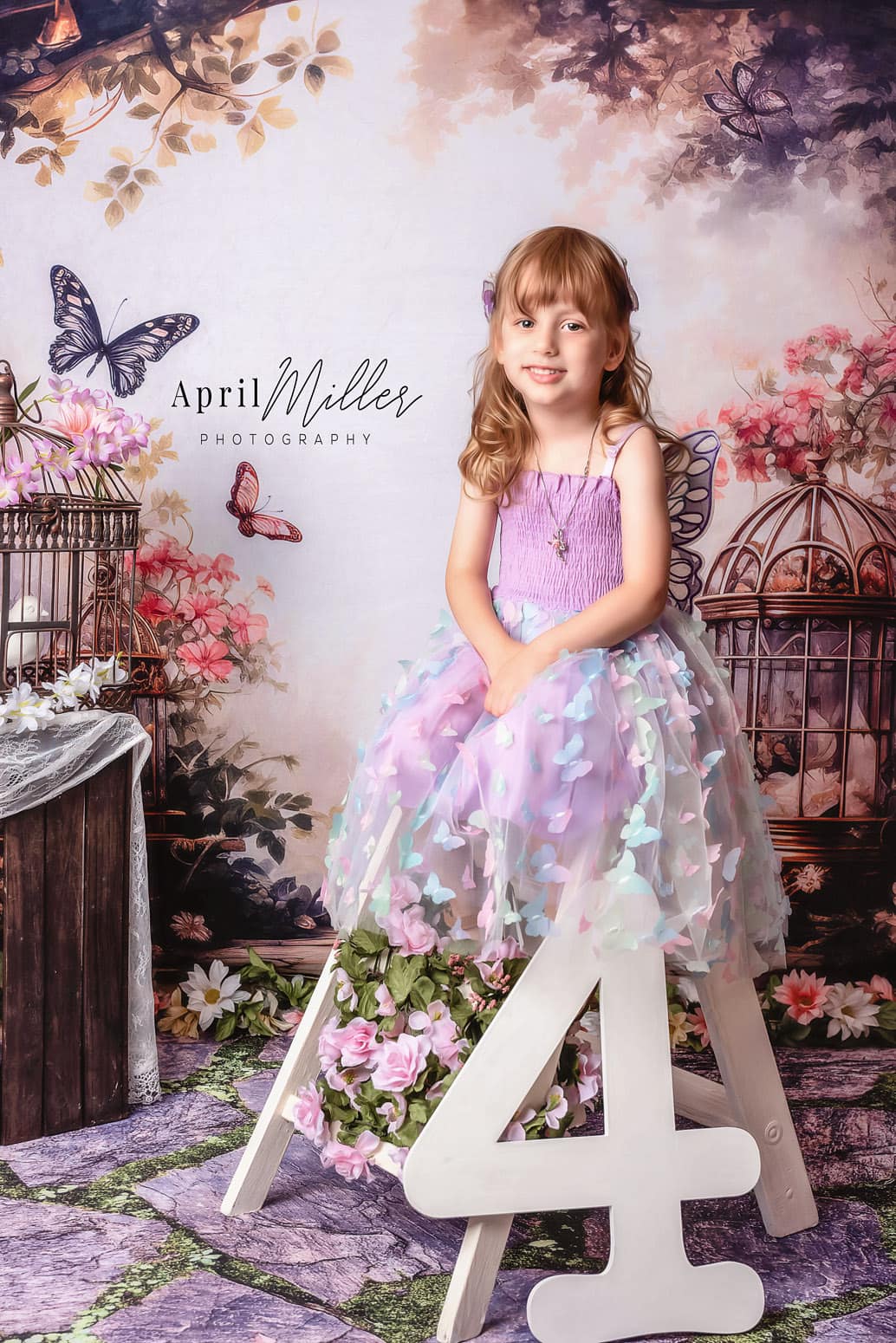 Kate Printemps Papillon Fleur Jardin Toile de fond conçue par Chain Photographie - Kate Backdrop FR
