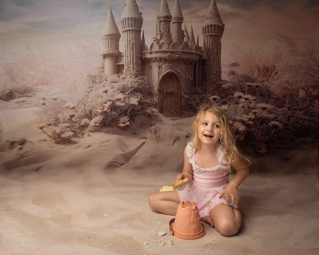 Kate Rêveur Plage Château Sables Toile de fond conçu par Angela Marie Photographie - Kate Backdrop FR