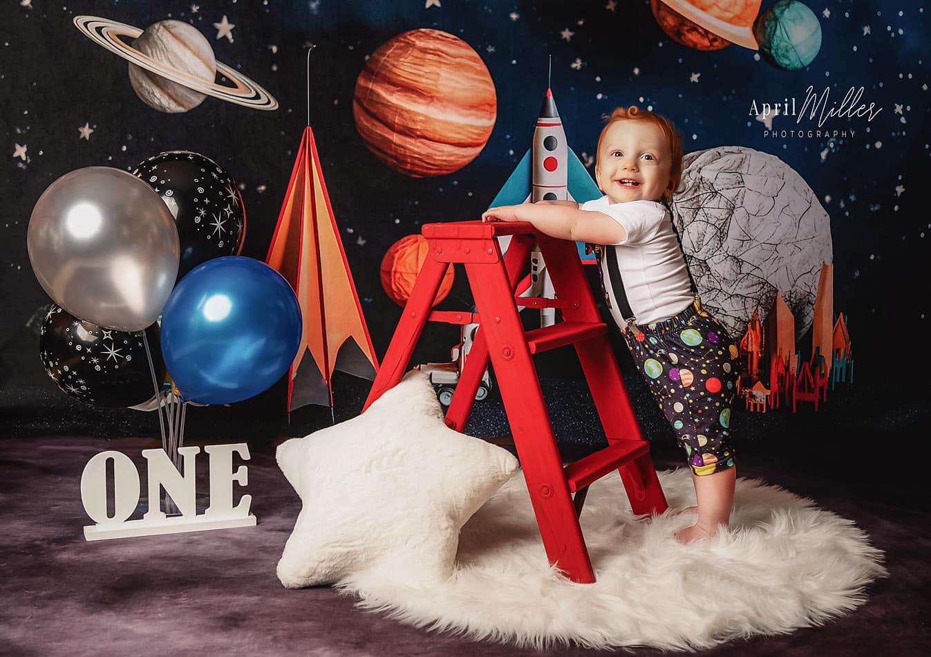 Kate Astronaute Univers Fusée Planètes Toile de fond pour la photographie - Kate Backdrop FR