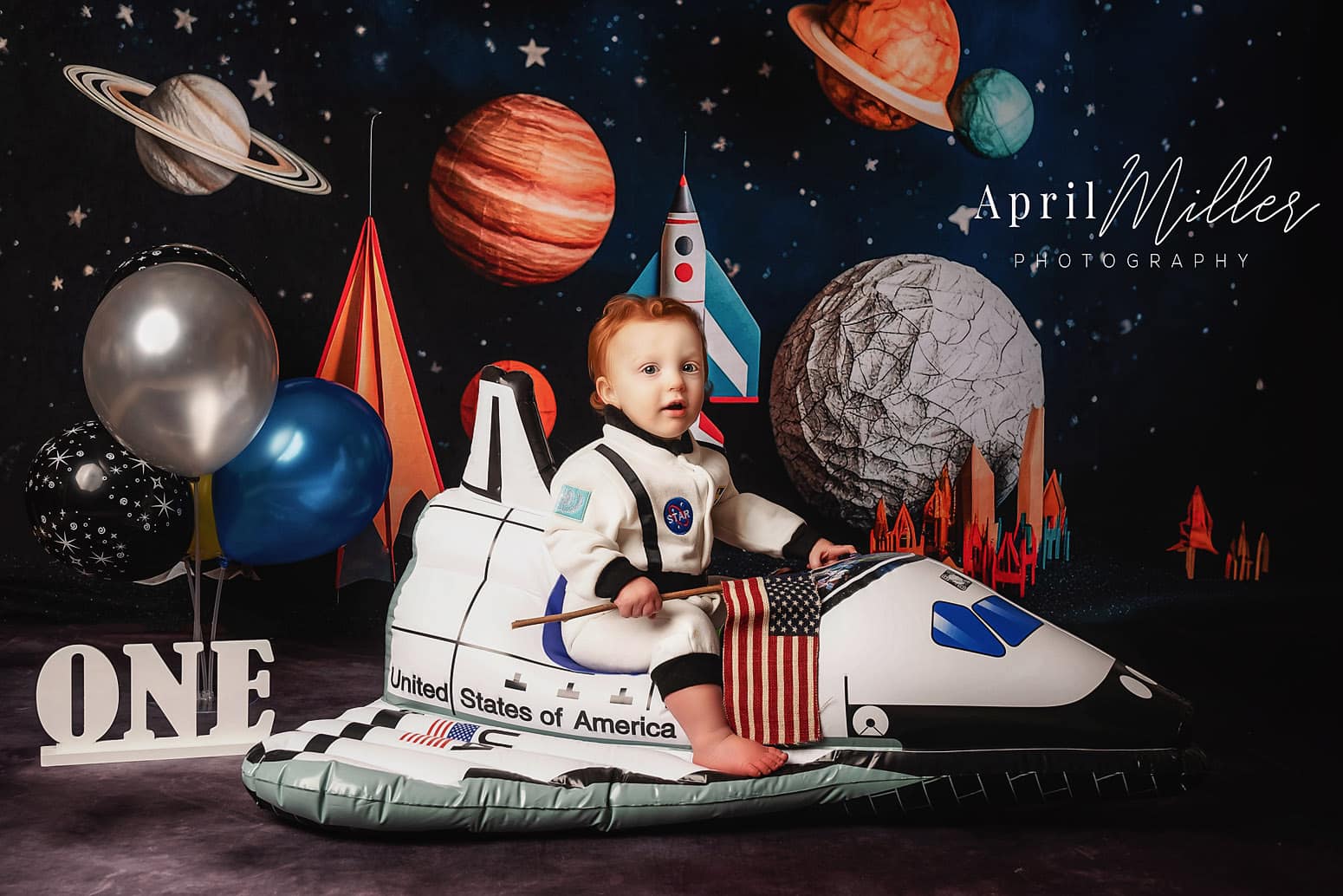 Kate Astronaute Univers Fusée Planètes Toile de fond pour la photographie - Kate Backdrop FR