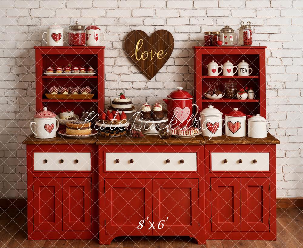 Kate Saint Valentin Cuisine Rouge Desserts Toile de fond en Laine conçue par Emetselch
