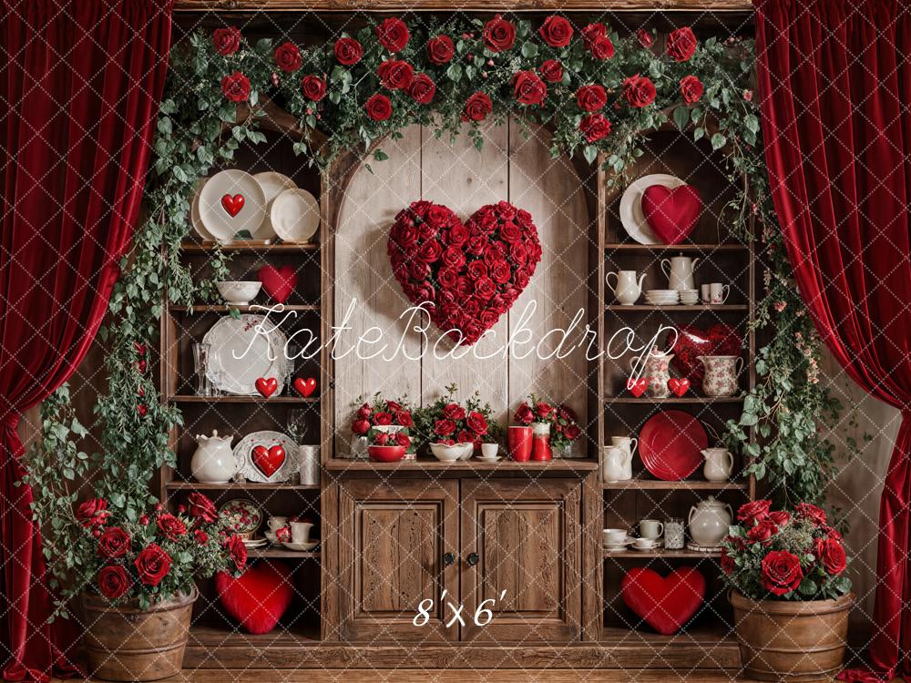 Kate Saint Valentin Roses Coeur Vaisselle Toile de fond conçue par Emetselch