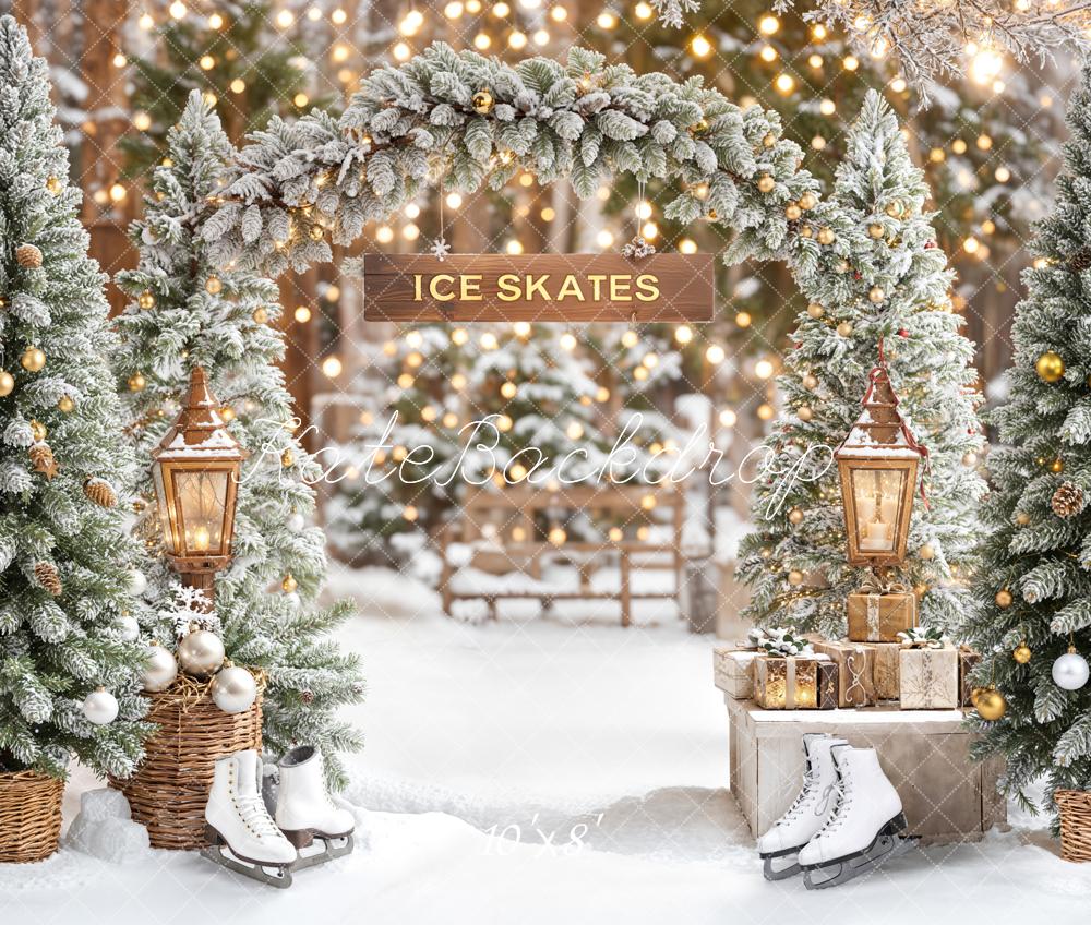Kate Hiver Arbre Arche Patins Toile de fond en Laine conçue par Emetselch - Kate Backdrop FR