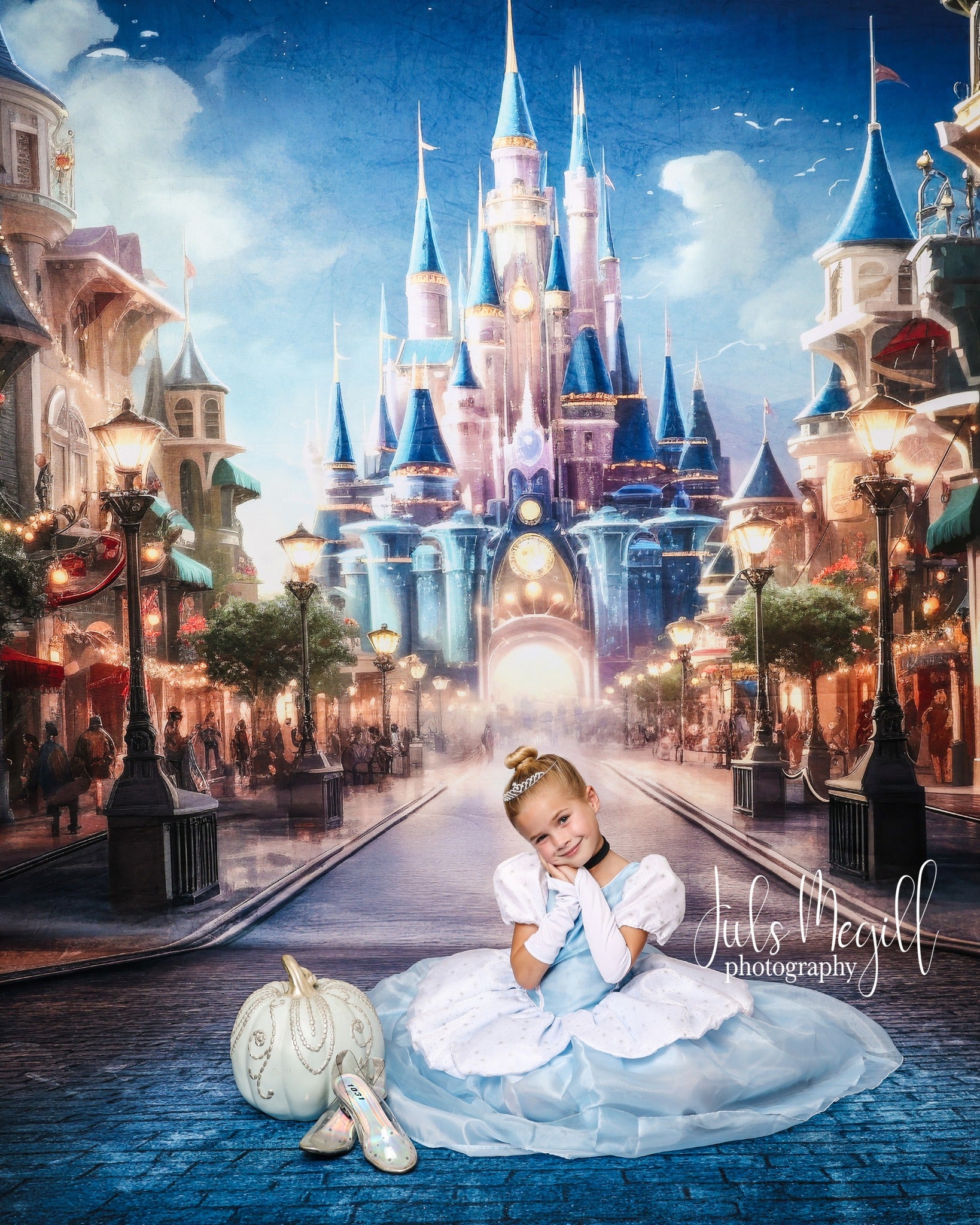 Kate Sweep Mur-à-Sol Royaume Magique Princesse Château Toile de fond conçue par Lidia Redekopp - Kate Backdrop FR