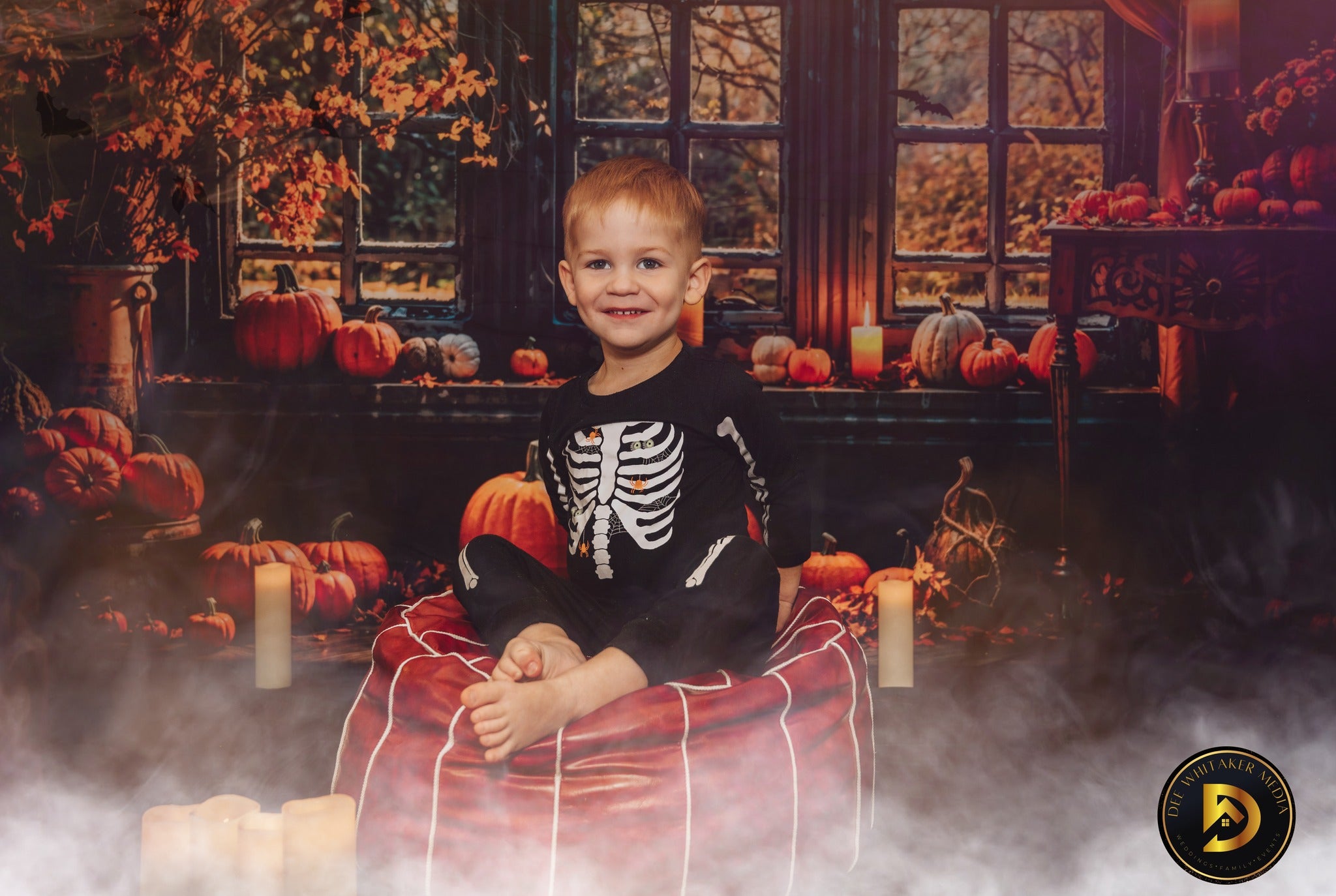 Kate Automne Halloween Citrouille Sombre Fenêtre Toile de fond conçue par Emetselch - Kate Backdrop FR