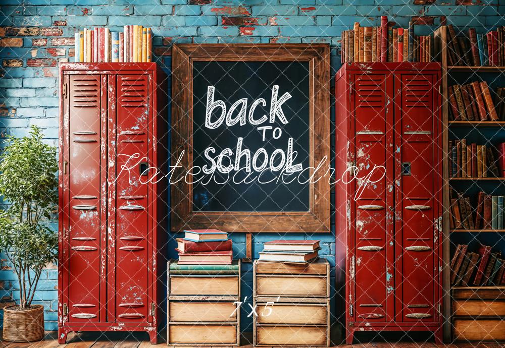 Kate Rentrée Scolaire Casiers Rouges Livres Toile de fond conçue par Emetselch