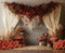 Kate Saint Valentin Fleurs Cœurs Rideaux Toile de fond en Laine conçue par Emetselch