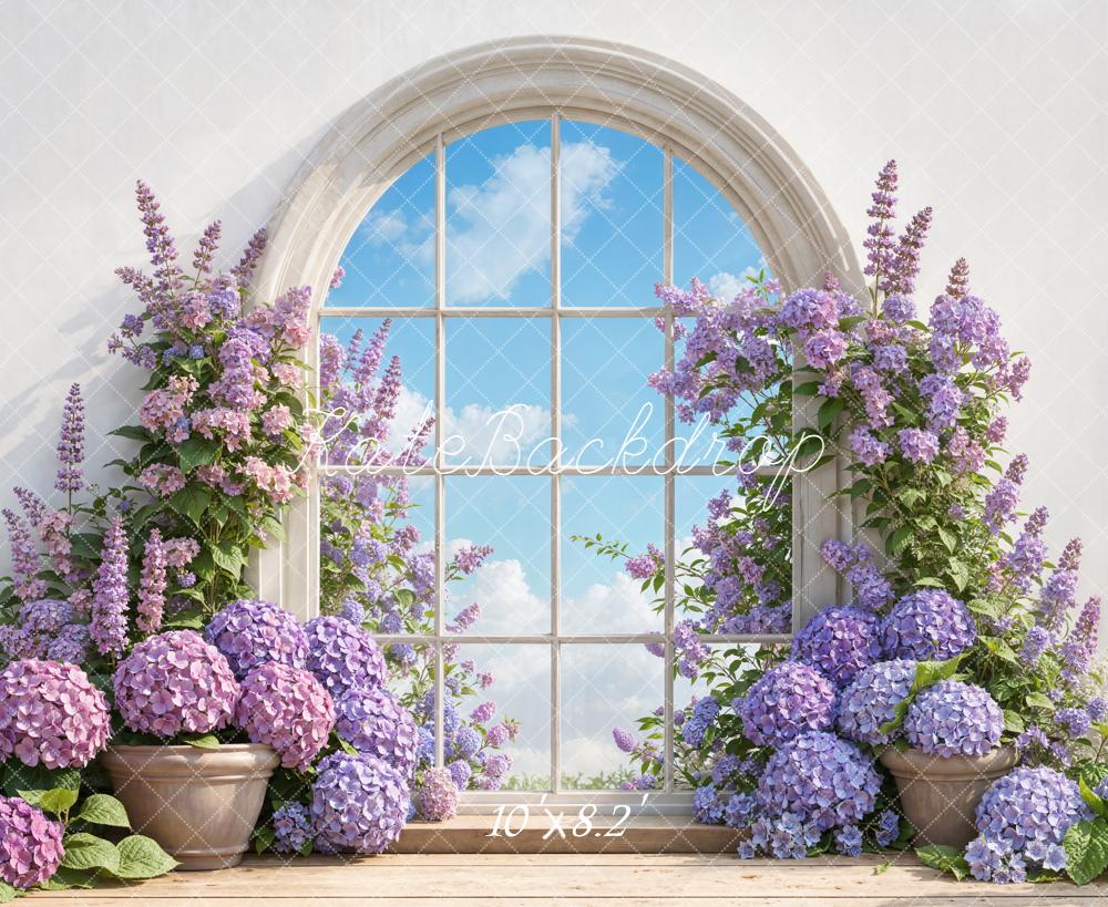 Kate Arche Fenêtre Fleurs Violettes Toile de fond conçue par Emetselch - Kate Backdrop FR