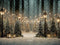 Kate Hiver Sapins Forêt Lumières Neige Toile de fond en Laine conçue par Emetselch