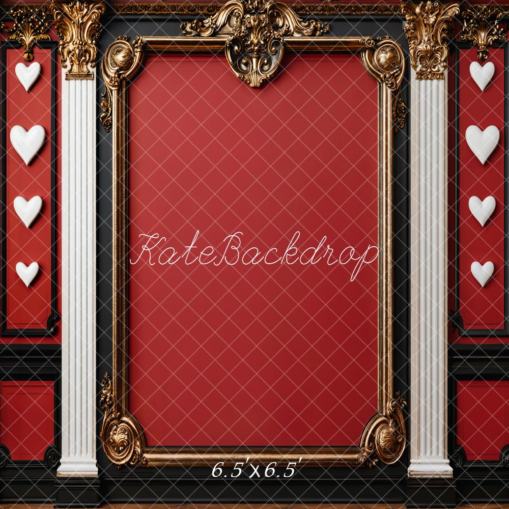 Kate Baroque Mur Rouge Cadre Cœurs Toile de fond conçue par Emetselch - Kate Backdrop FR