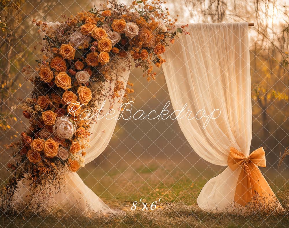 Kate Mariage Arche Fleurs Orange Toile de fond en Laine conçue par Emetselch - Kate Backdrop FR