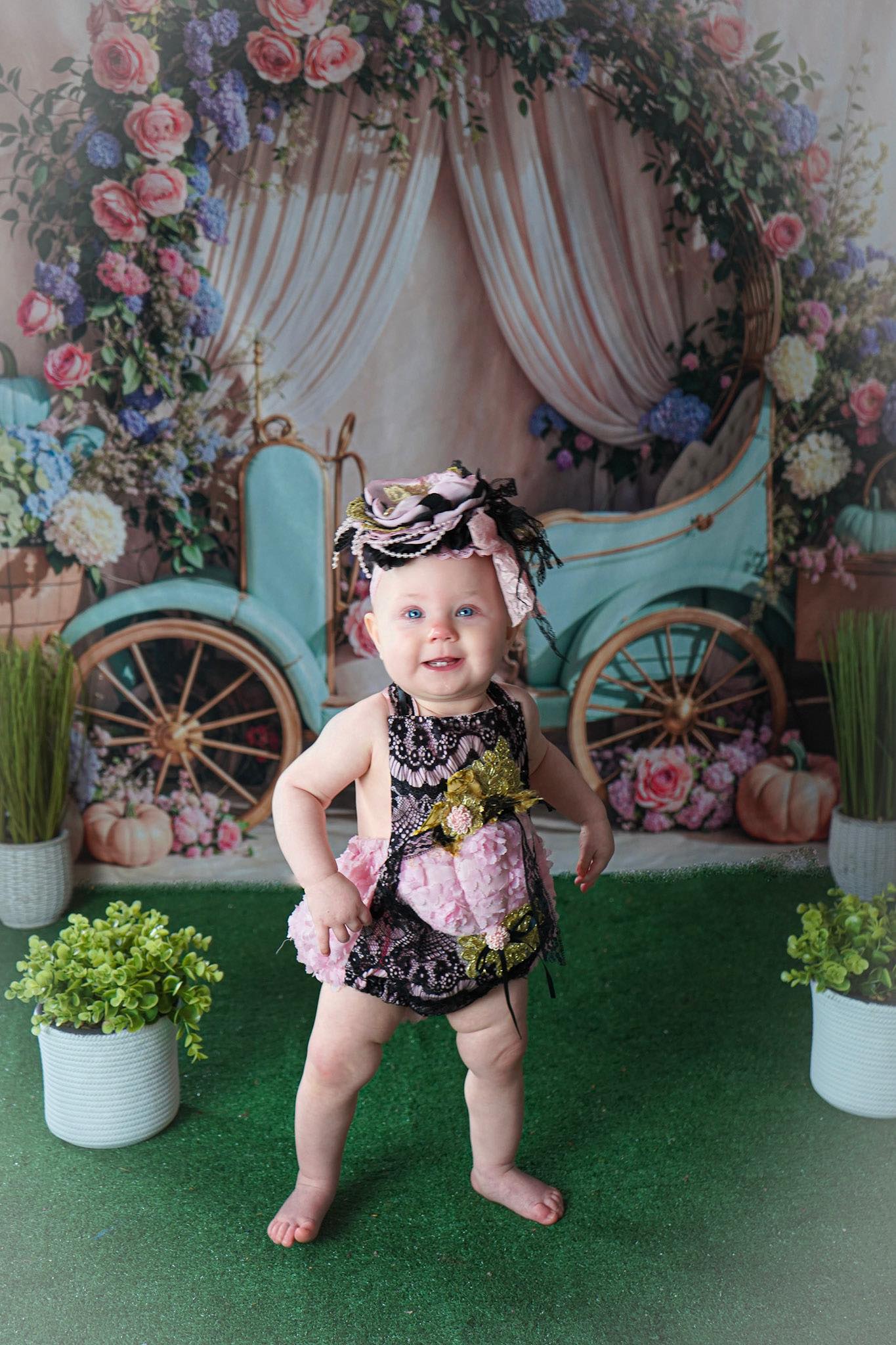Kate Printemps Arche de Fleurs Calèche Rideau Toile de fond conçue par Emetselch - Kate Backdrop FR
