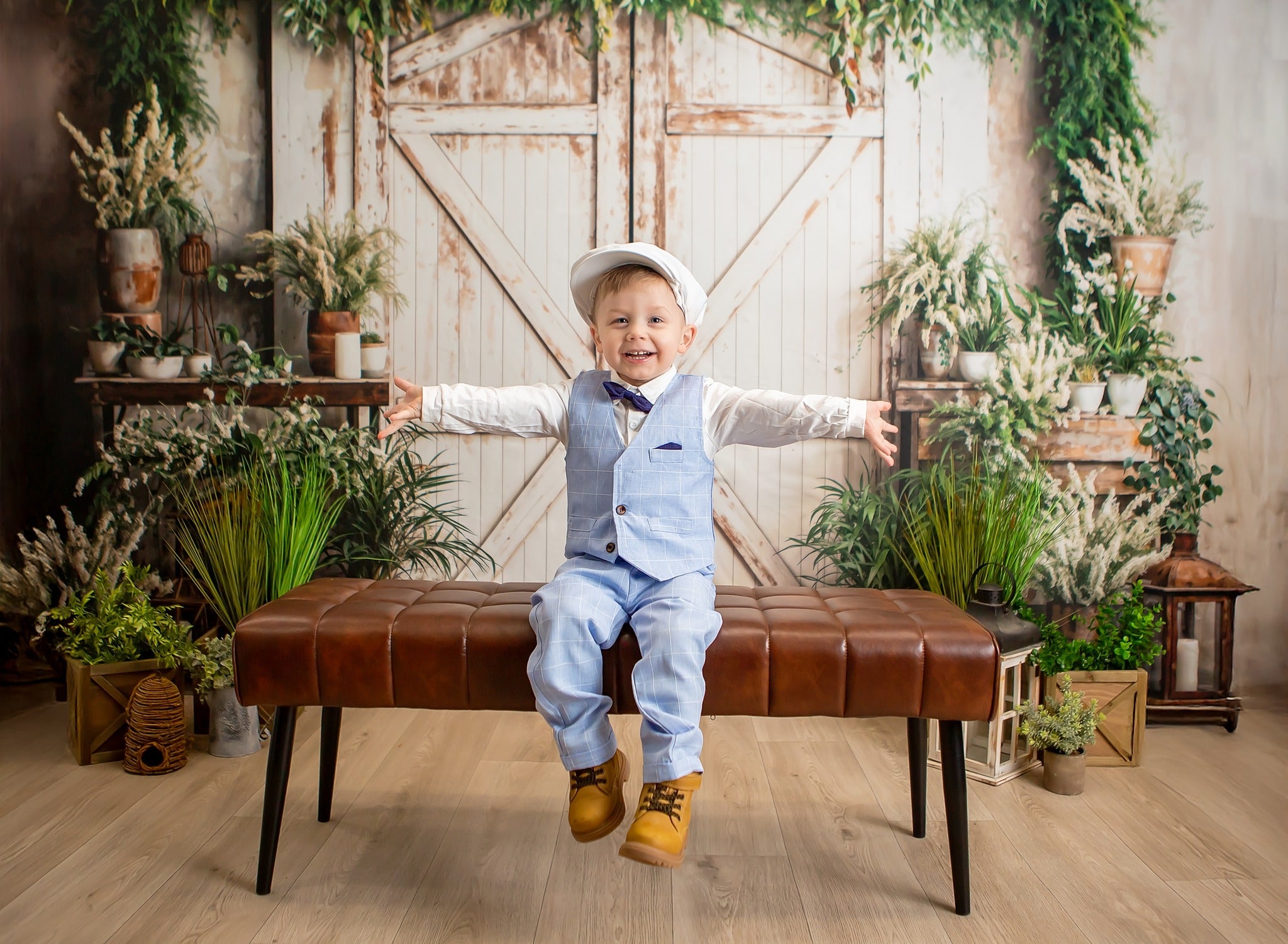 Kate Printemps Porte en Bois Blanc Plantes Toile de fond conçue par Emetselch - Kate Backdrop FR