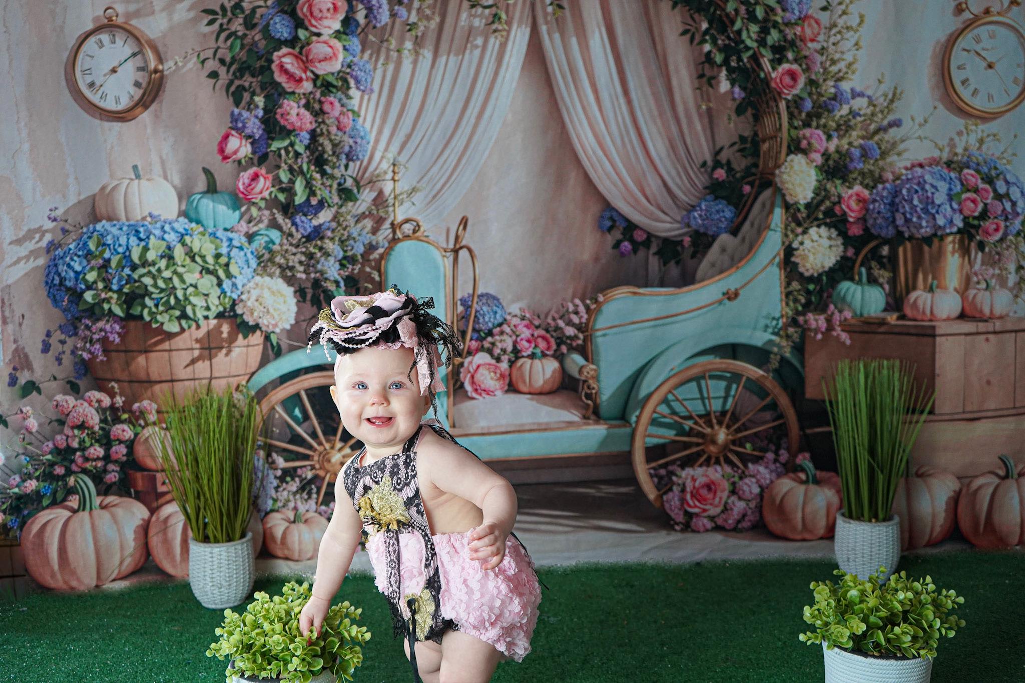 Kate Printemps Arche de Fleurs Calèche Rideau Toile de fond conçue par Emetselch - Kate Backdrop FR