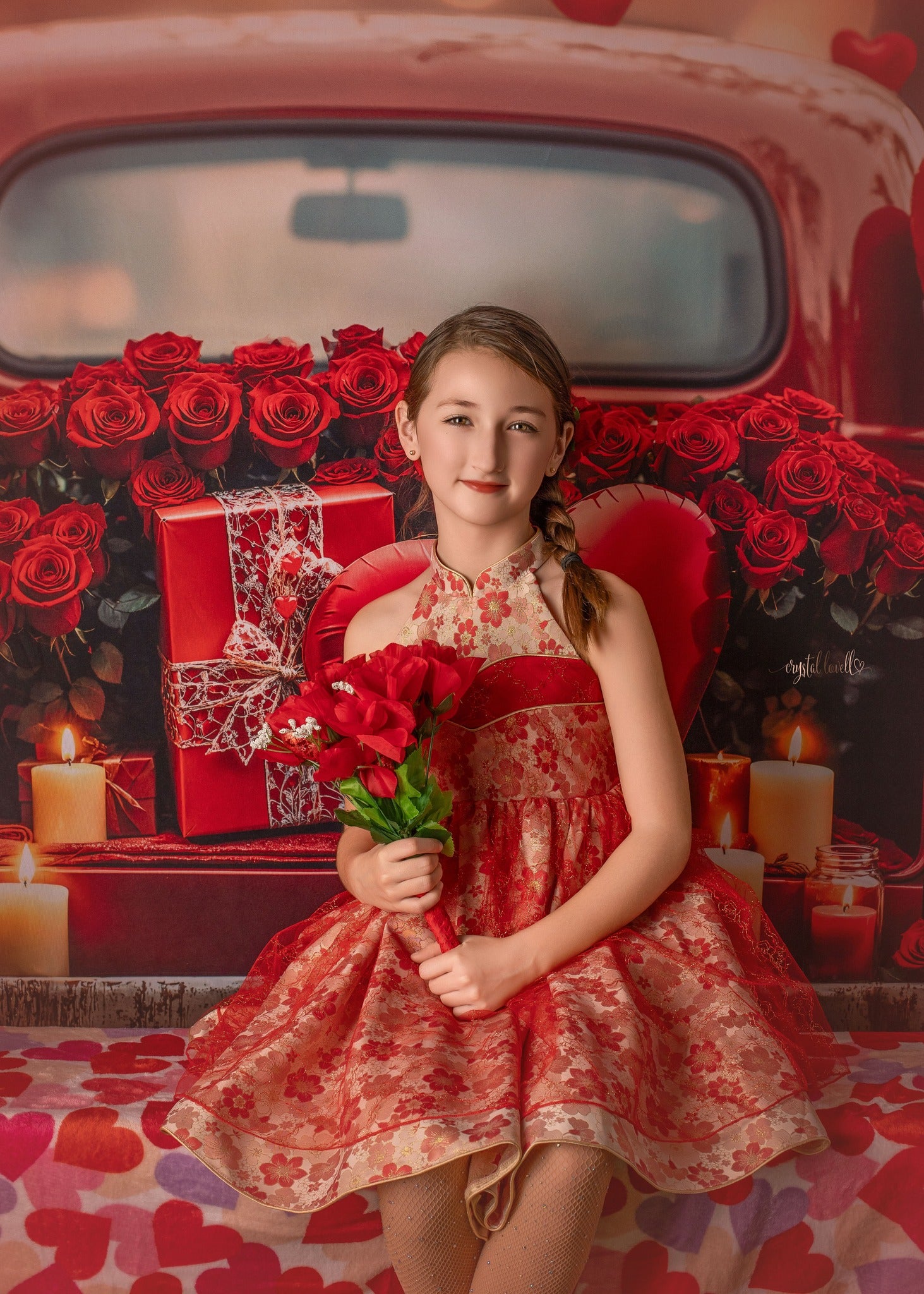Kate Saint Valentin Voiture Rouge Ballons Toile de fond conçue par Emetselch - Kate Backdrop FR