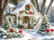 Kate Noël Maison Hiver Neige Arbres Toile de fond conçue par Mini MakeBelieve - Kate Backdrop FR