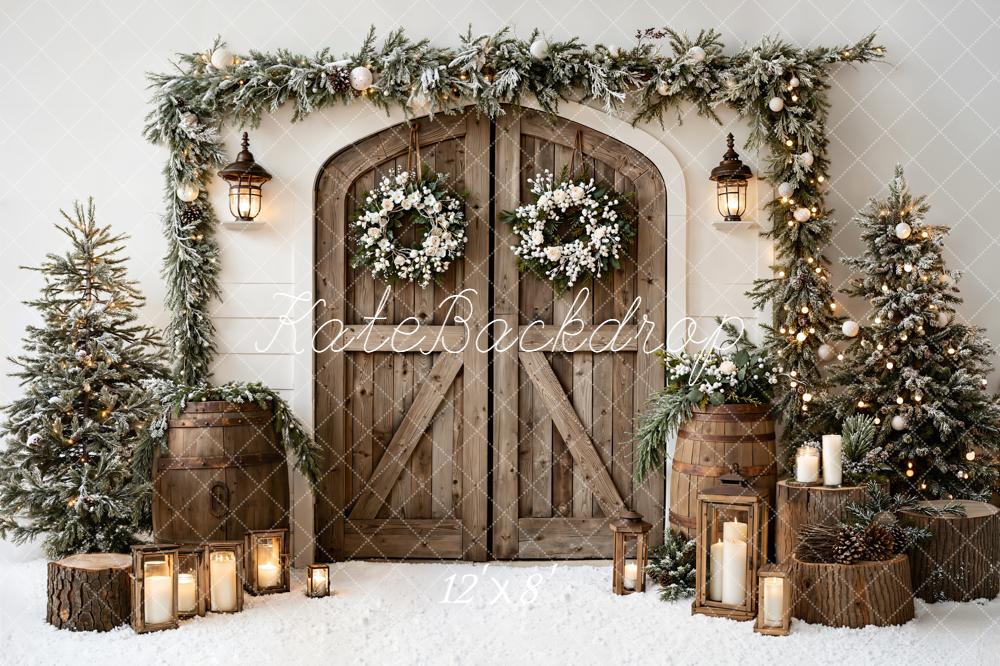Kate Noël Porte Sapins Lanternes Toile de fond en Laine conçue par Emetselch