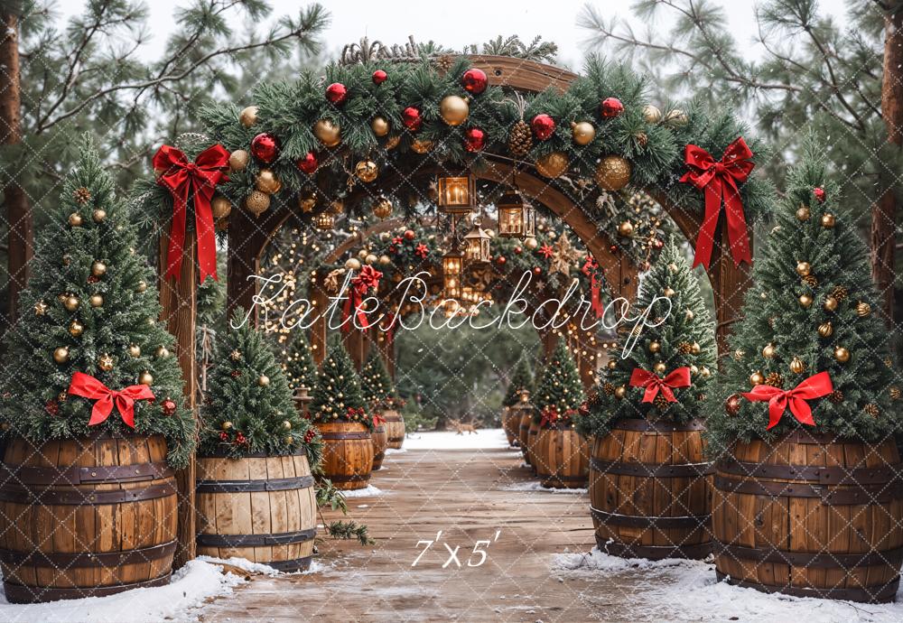 Kate Noël Arche Sapins Lanternes Toile de fond conçue par Emetselch - Kate Backdrop FR