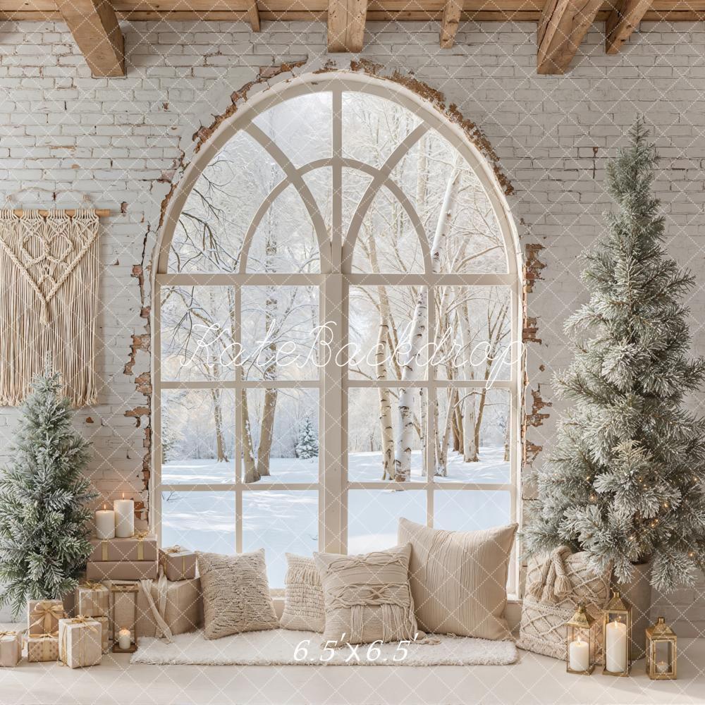 Kate Hiver Bohème Noël Fenêtre Neige Toile de fond conçue par Emetselch