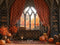 Kate Automne Bibliothèque Citrouilles Gothique Toile de fond conçue par Emetselch - Kate Backdrop FR