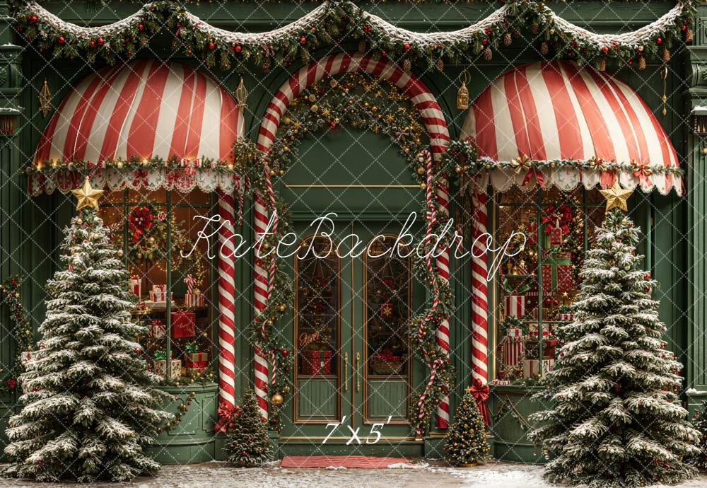 Kate Noël Boutique Porte Sapins Toile de fond conçue par Emetselch - Kate Backdrop FR